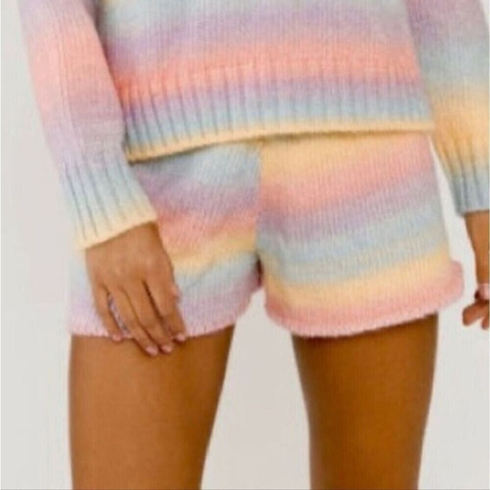 Something Navy Poppy Ombré Knit Sweater Shorts in Pastel Rainbow S